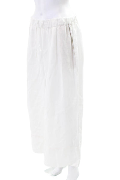 Zara Womens Drawstring High Waisted Wide Leg Pants White Size L