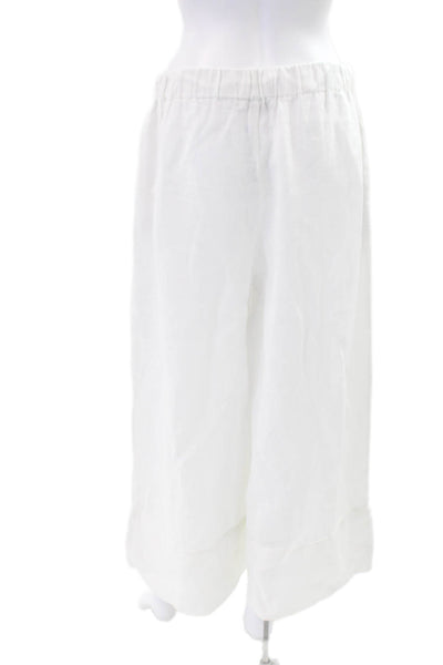 Zara Womens Drawstring High Waisted Wide Leg Pants White Size L