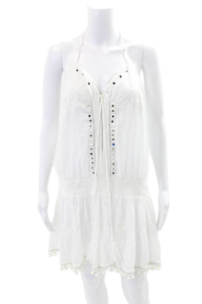 Antica Sartoria By Giacomo Cinque Womens Cotton Embellished Dress White Size M
