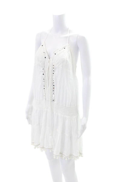 Antica Sartoria By Giacomo Cinque Womens Cotton Embellished Dress White Size M