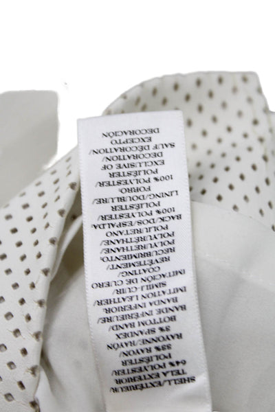 Ann Taylor Women's Short Sleeves Round Neck Mesh Trim Mini Dress Beige Size 8