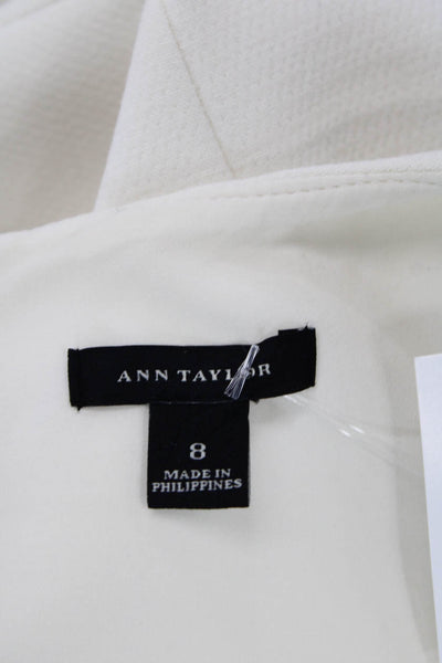 Ann Taylor Women's Short Sleeves Round Neck Mesh Trim Mini Dress Beige Size 8