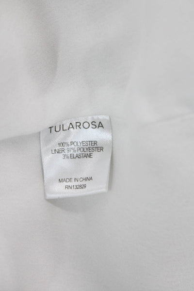 Tularosa Women's V-Neck Short Sleeves Ruffle Tiered Mini Dress White Size M
