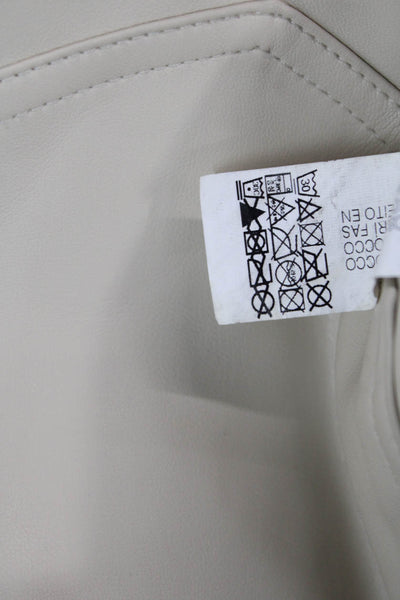 Zara Women's Button Closure Faux Leather Straight Leg Pants Beige Size 10