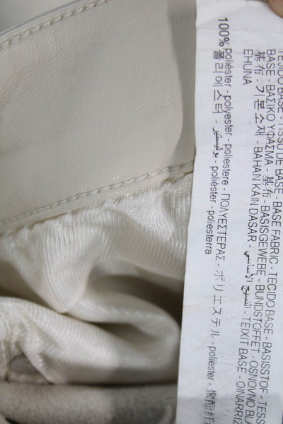 Zara Women's Button Closure Faux Leather Straight Leg Pants Beige Size 10