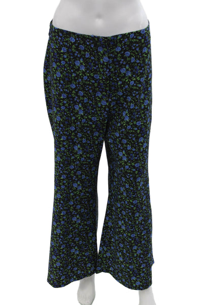 Zara Women's Hook Closure Flat Front Wide Leg Floral Pants Size L