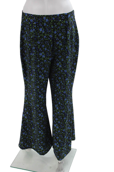 Zara Women's Hook Closure Flat Front Wide Leg Floral Pants Size L