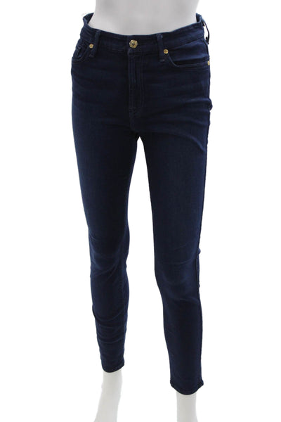 7 For All Mankind Women's Midrise Dark Wash Skinny Denim Pants Size 28