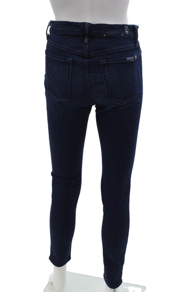 7 For All Mankind Women's Midrise Dark Wash Skinny Denim Pants Size 28