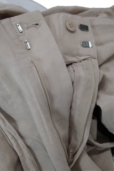 Club Monaco Women's Paperbag Waist Pleated Front Straight Leg Pants Beige Size 8