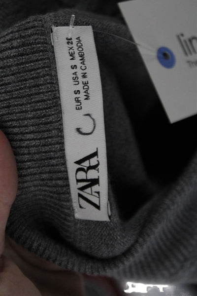 Zara Womens Knit Crew Neck Pullover Sweater Top Gray Size S