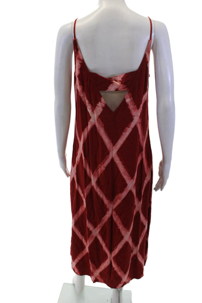 The Odells Womens Tie Dye Print Sleeveless Maxi Dress Red Pink Size 0