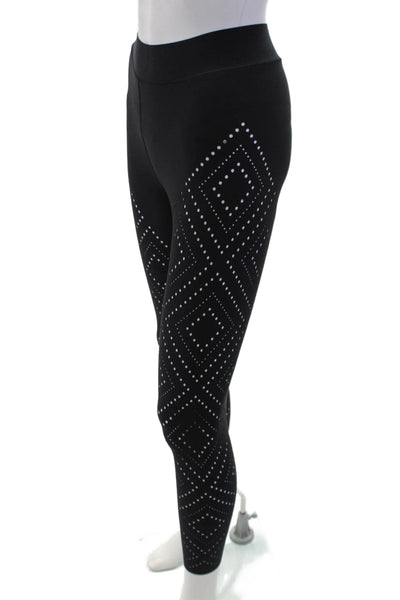Ultracor Womens Pull On High Rise Perforated Leggings Black Size Extra Small