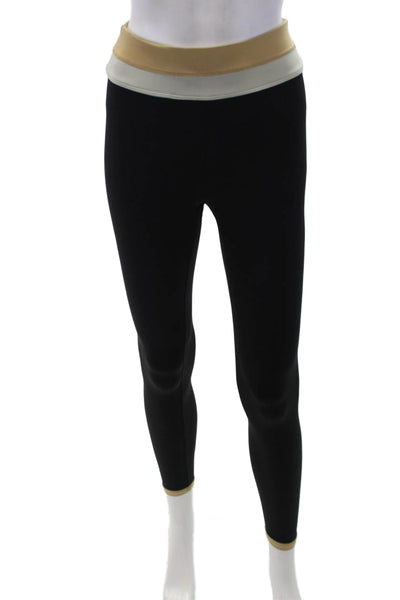 ALALA Womens Pull On Mid Rise Leggings Black Beige Size Extra Small