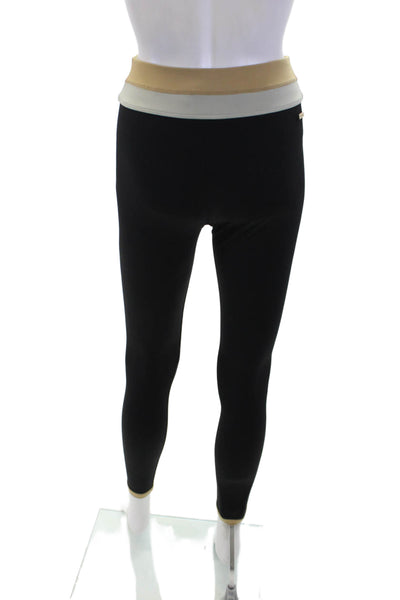 ALALA Womens Pull On Mid Rise Leggings Black Beige Size Extra Small