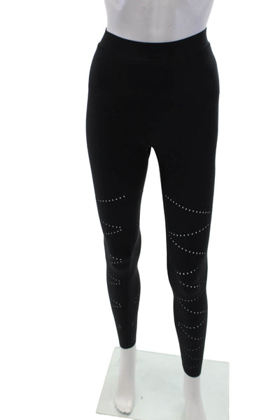 Ultracor Womens Perforated Pull On High Rise Leggings Black Size Extra Small