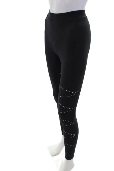 Ultracor Womens Perforated Pull On High Rise Leggings Black Size Extra Small