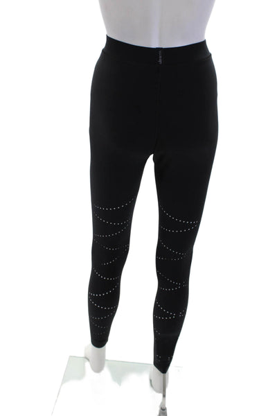 Ultracor Womens Perforated Pull On High Rise Leggings Black Size Extra Small