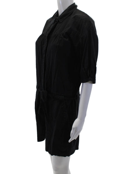Xirena Womens Button Down Belted Romper Black Cotton Size Extra Small