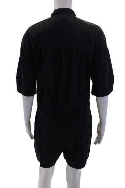 Xirena Womens Button Down Belted Romper Black Cotton Size Extra Small
