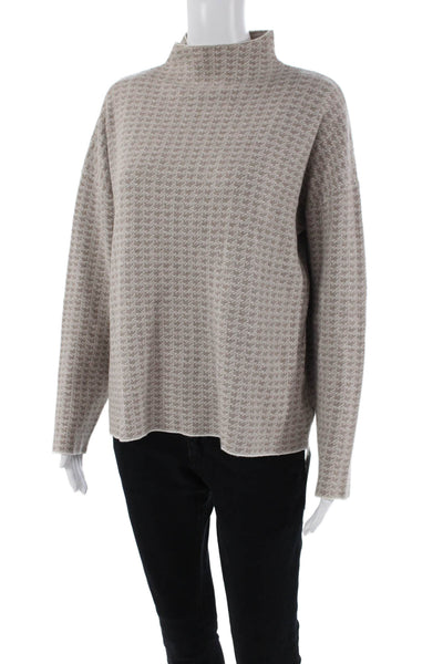 Tahari Womens Long Sleeve Mock Neck Houndstooth Knit Top Brown Size XL