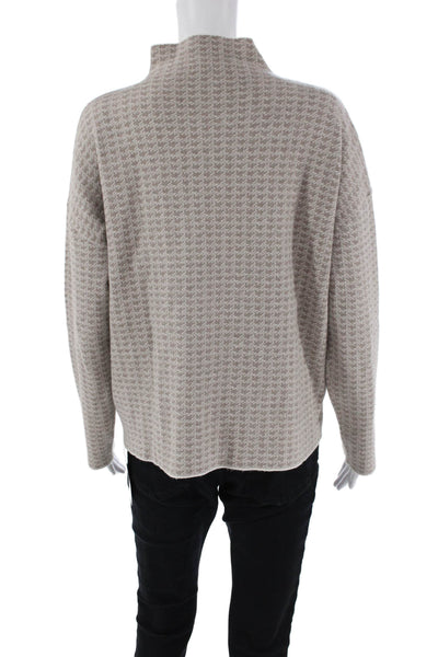 Tahari Womens Long Sleeve Mock Neck Houndstooth Knit Top Brown Size XL