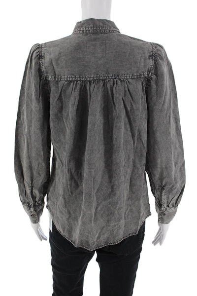 Rails Womens Button Front Long Sleeve Collared Lightweight Shirt Gray Small