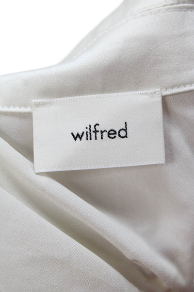 Wilfred Womens Button Tie Front Collared Long Sleeve Satin Shirt White Medium