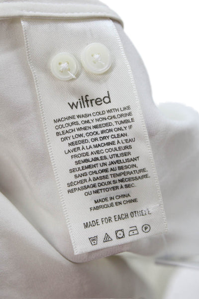 Wilfred Womens Button Tie Front Collared Long Sleeve Satin Shirt White Medium
