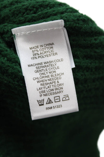 CeCe Womens Long Sleeve Mock Neck Knit Sweater Green Cotton Size Small