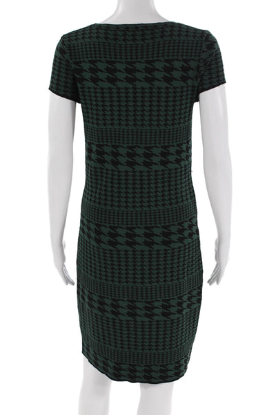 Carmen Carmen Marc Valvo Womens Scoop Neck Houndstooth Dress Green Small