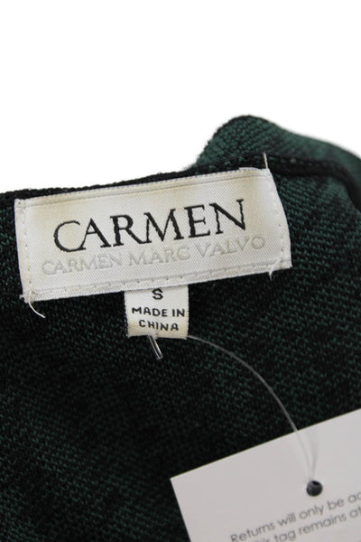 Carmen Carmen Marc Valvo Womens Scoop Neck Houndstooth Dress Green Small