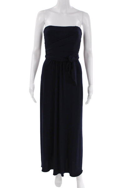 Amsale Womens Sweetheart Neckline Sleeveless Maxi Dress Navy Size 0