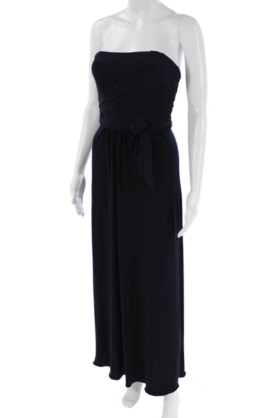Amsale Womens Sweetheart Neckline Sleeveless Maxi Dress Navy Size 0