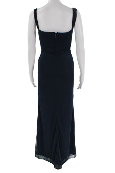 Azazie Womens Pleated Sweetheart Neckline Sleeveless Zip Up Gown Blue Size A0
