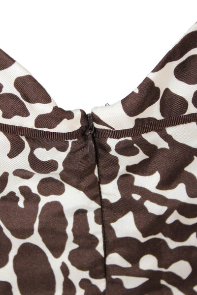 Milly Womens Silk Abstract Print Round Neck Sleeveless Dress Brown Size 6