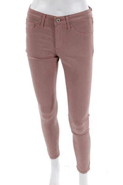 AG Adriano Goldschmied Womens Cotton Blend Skinny Pants Pink Size 26R