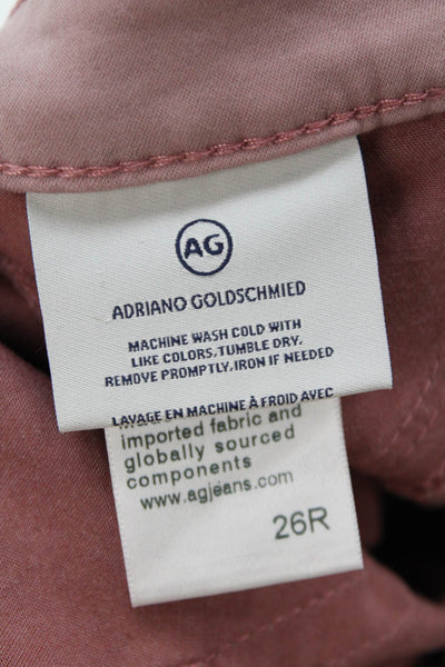 AG Adriano Goldschmied Womens Cotton Blend Skinny Pants Pink Size 26R