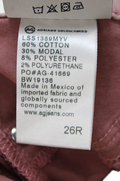 AG Adriano Goldschmied Womens Cotton Blend Skinny Pants Pink Size 26R
