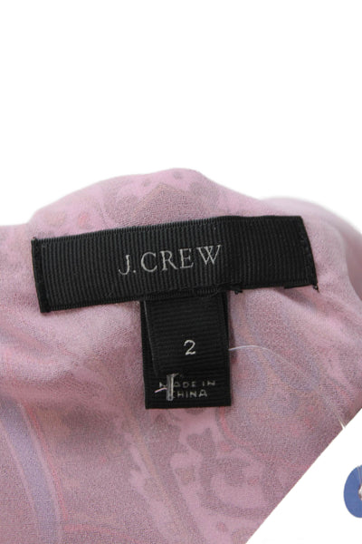 J Crew Womens Paisley Print V-Neck Pullover Tank Top Blouse Pink Size 2