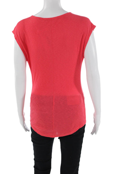 Michael Stars Womens Cotton Blend Cowl Neck Short Sleeve Top Pink Size OS
