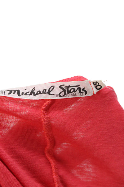 Michael Stars Womens Cotton Blend Cowl Neck Short Sleeve Top Pink Size OS