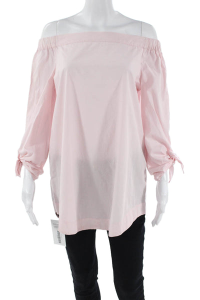 Free People Womens Cotton Off The Shoulder Blouse Top Pink Size S