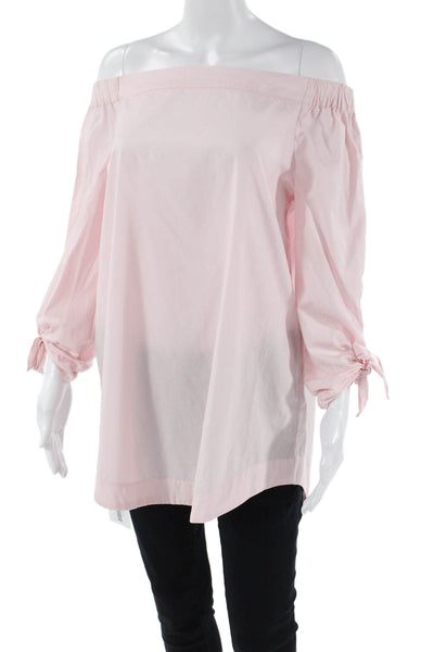 Free People Womens Cotton Off The Shoulder Blouse Top Pink Size S