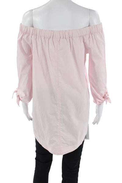 Free People Womens Cotton Off The Shoulder Blouse Top Pink Size S