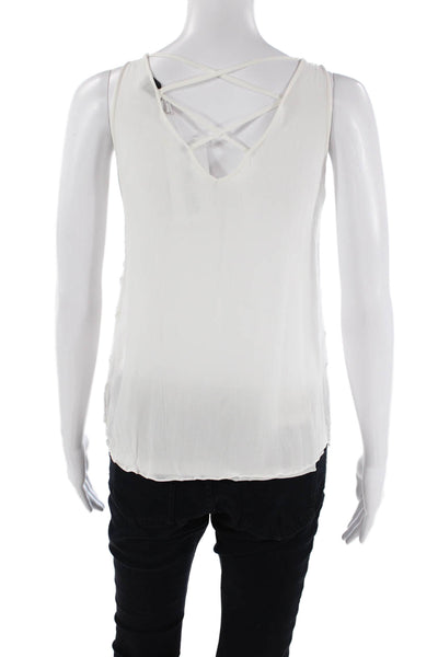 Lola & Sophie Womens Beaded V-Neck Tank Top Blouse White Size XS