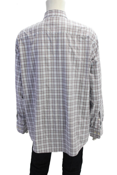 Peter Millar Mens Plaid Button-Down Shirt Blue Size 2XL