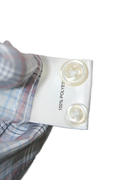 Peter Millar Mens Plaid Button-Down Shirt Blue Size 2XL