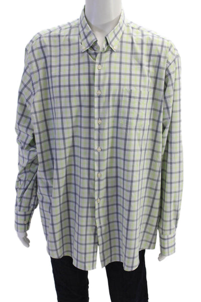 Peter Millar Striped Button-Down Shirt Green Size 2XL