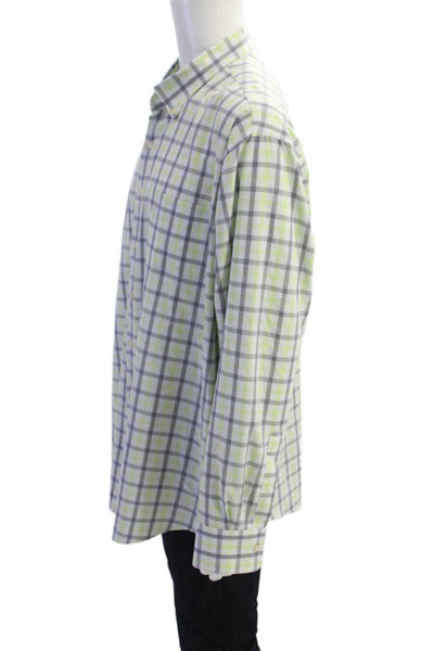 Peter Millar Striped Button-Down Shirt Green Size 2XL